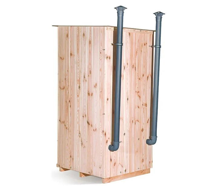 Kitaboem composting toilet with two exhaust pipes