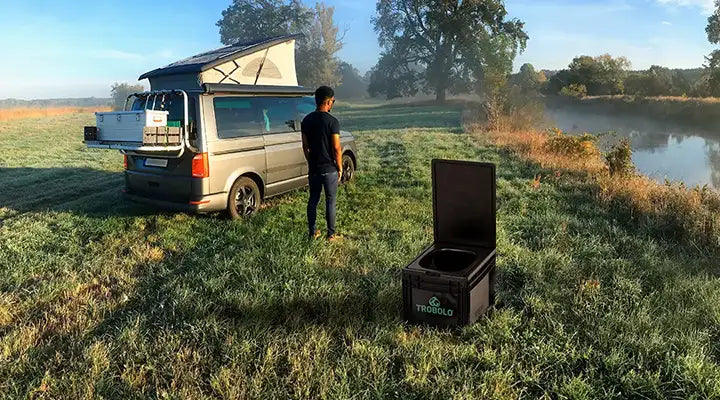 TROBOLO BilaBox composting toilet next to a river