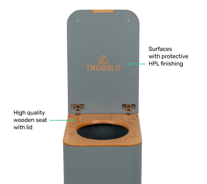 TROBOLO Silvabloem grey composting toilet open