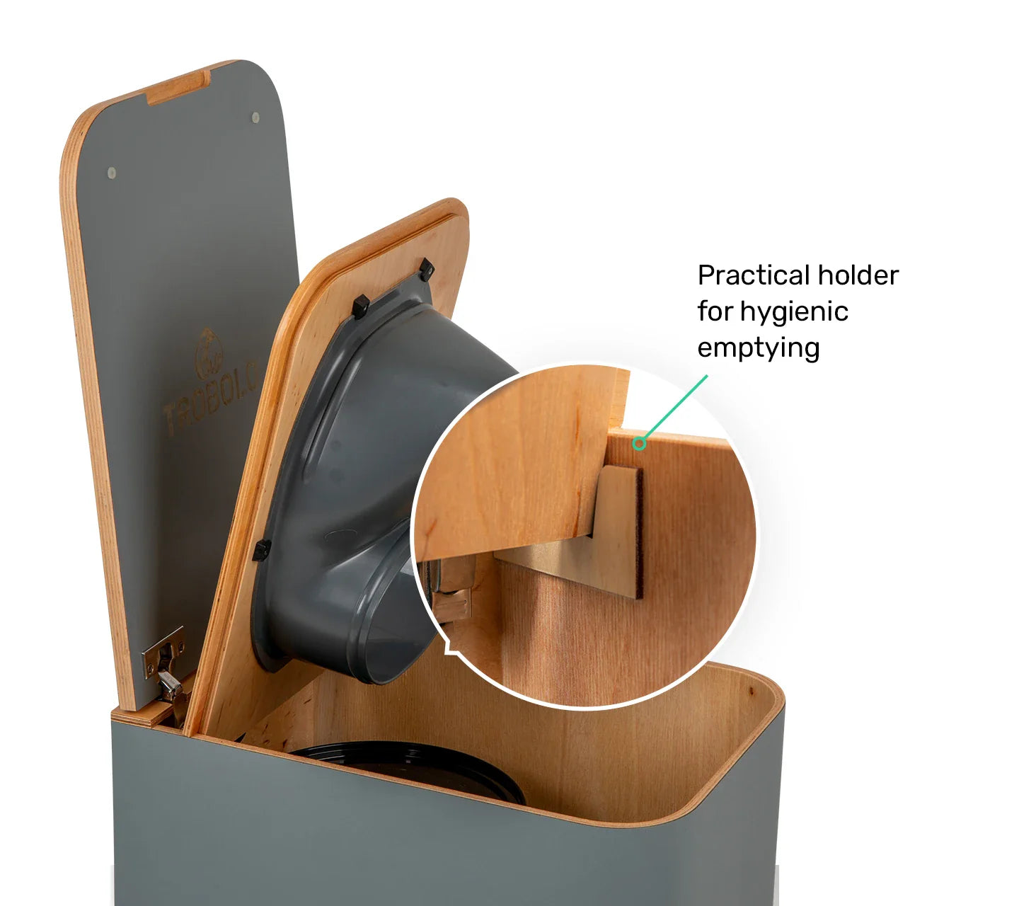 TROBOLO Silvabloem grey composting toilet milling